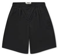 Pleated Logo Print Shorts - Black