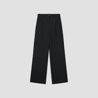 Pleated Wide Leg Trousers - Black