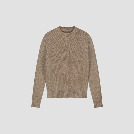 Rib Knit Crewneck Sweater - Caramel