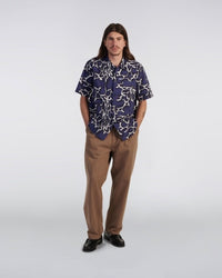 Abstract Print Camp Shirt - Blue Pattern