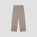 Wide Leg Herringbone Trousers - Brown