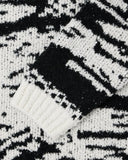 Patterned Knit Crewneck Sweater - Black/White Pattern