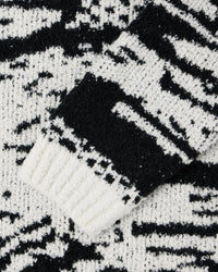 Patterned Knit Crewneck Sweater - Black/White Pattern