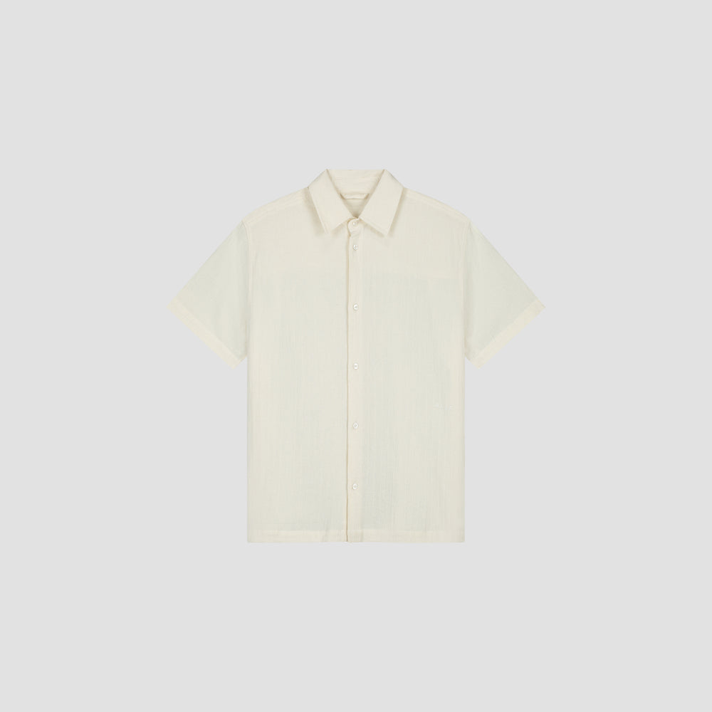 Short Sleeve Textured Shirt - Cream