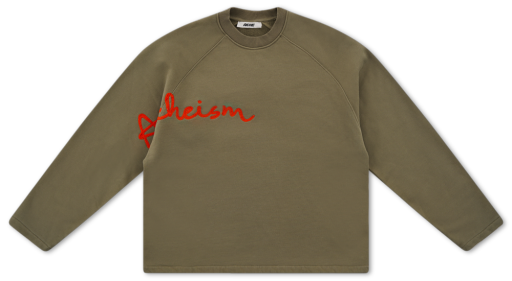 Oversized Embroidered Sweatshirt - Olive Green