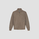 Zip-Up Ribbed Knit Cardigan - Mink Brown