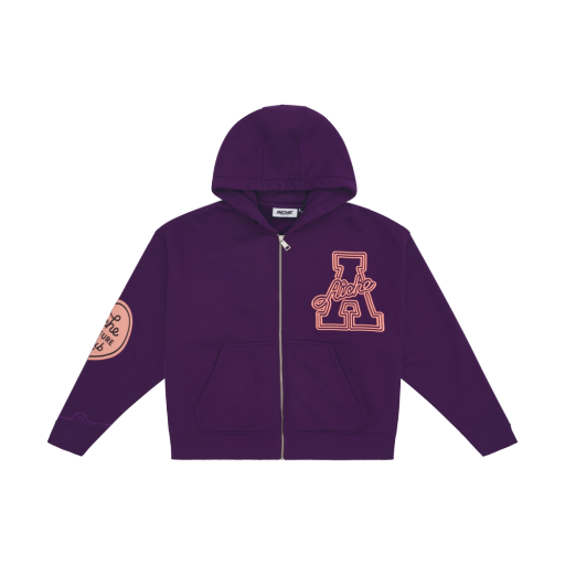 Zip-Up Varsity Hoodie - Purple
