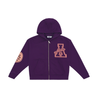 Zip-Up Varsity Hoodie - Purple