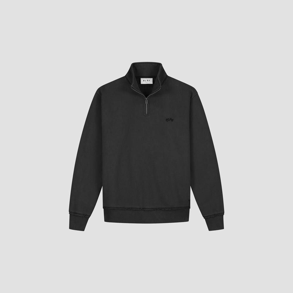 Half Zip Mock Neck Sweatshirt - Black