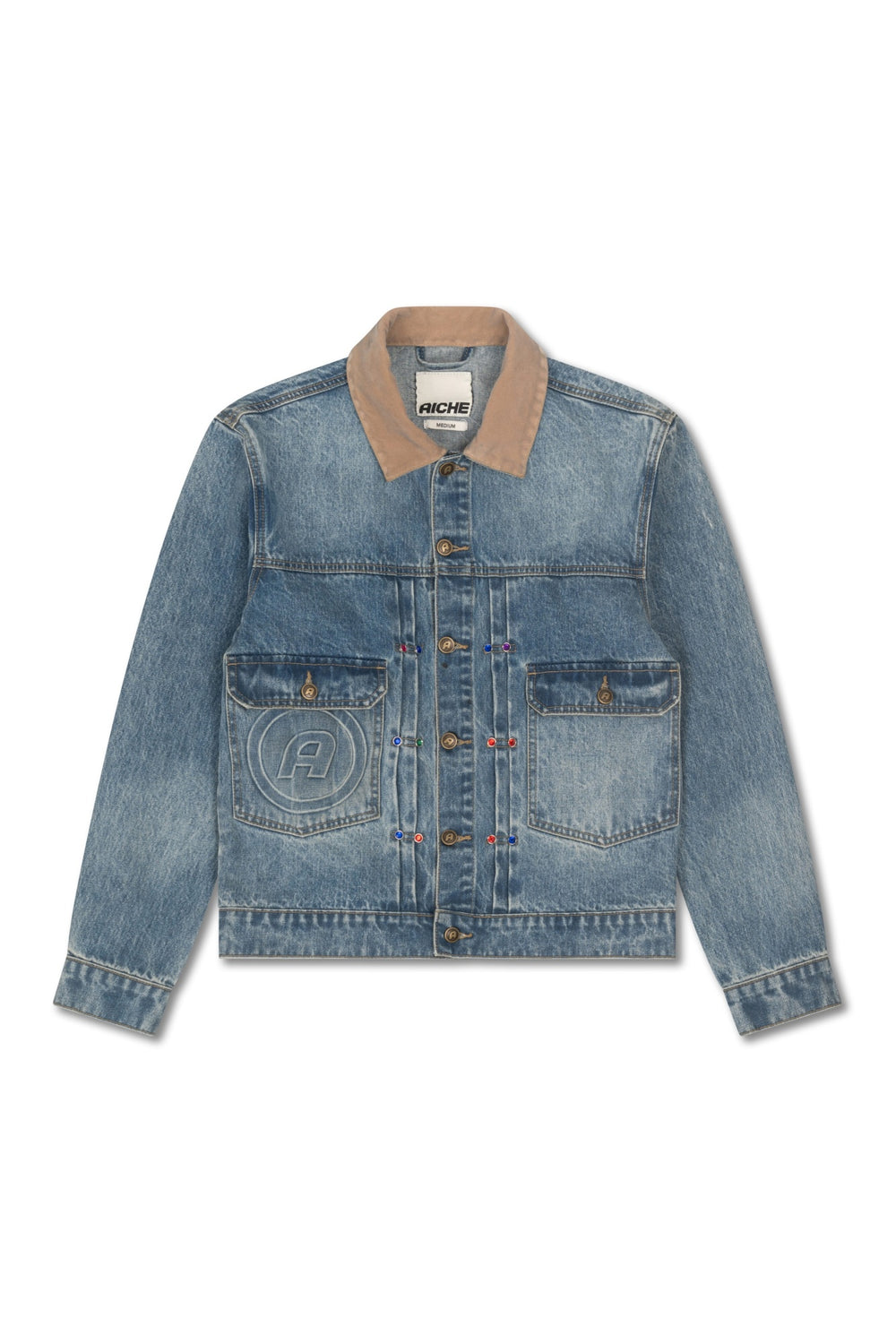 Denim Contrast Collar Jacket - Light Blue