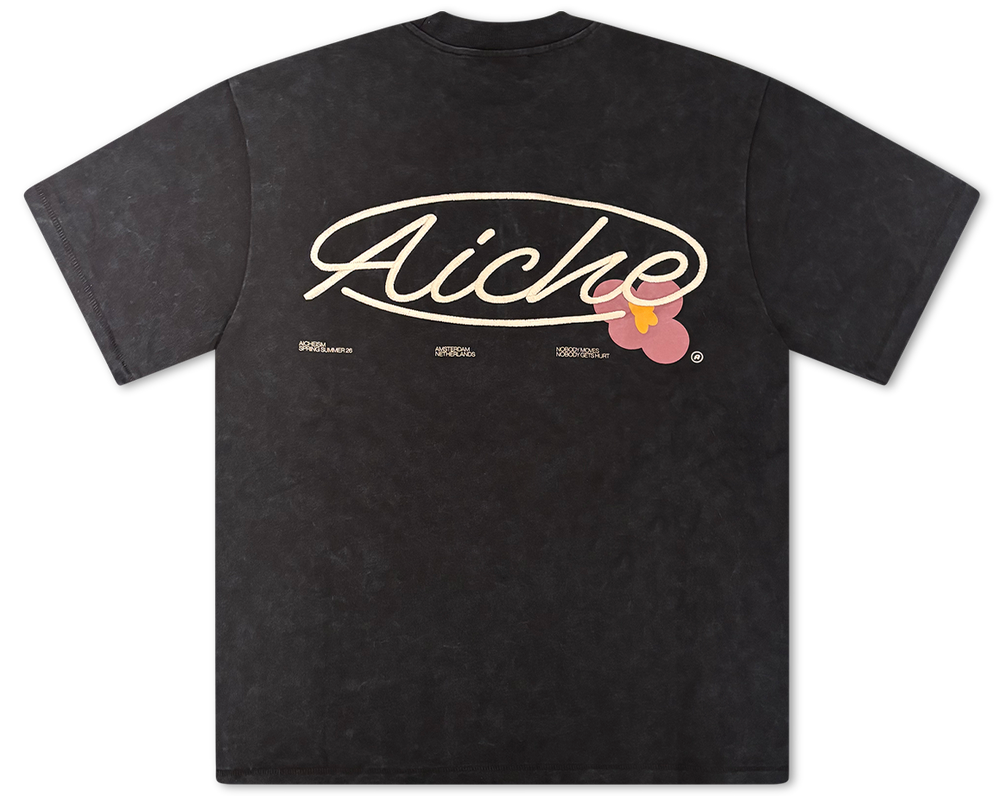 Garment Washed Graphic T-Shirt - Washed Black