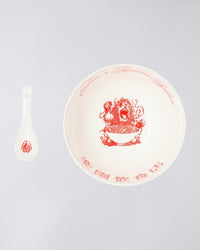 Graphic Print Ceramic Bowl - Cream