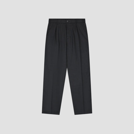 Pleated Straight Leg Trousers - Charcoal Grey