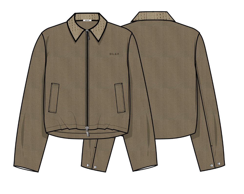 Full Zip Bomber Jacket - Olive Green