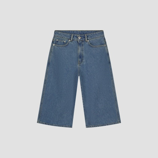 Wide Leg Cropped Jeans - Denim Blue
