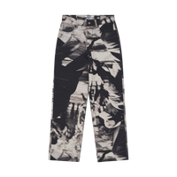 Graphic Print Straight Jeans - Black/White Pattern