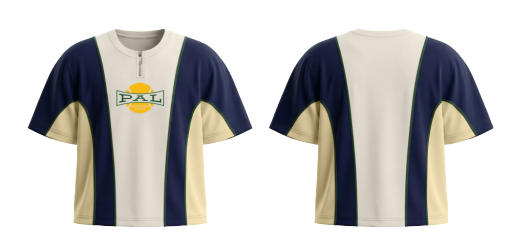 Panelled Half-Zip T-Shirt - Navy/Cream