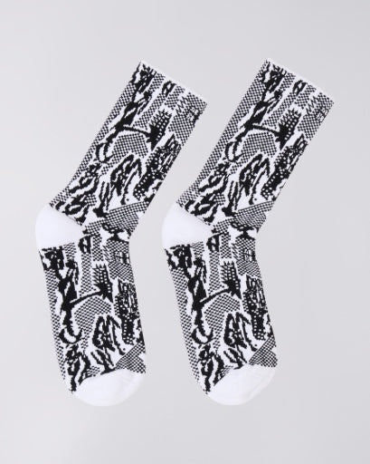 Graphic Crew Socks - Black/White