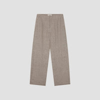 Wide Leg Pleated Trousers - Grey Brown