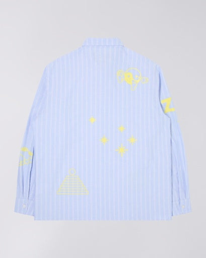 Striped Embroidered Long Sleeve Shirt - Light Blue Stripe