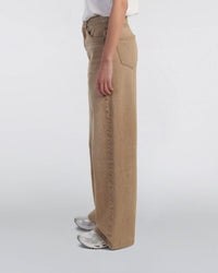 Wide Leg Denim Jeans - Light Brown