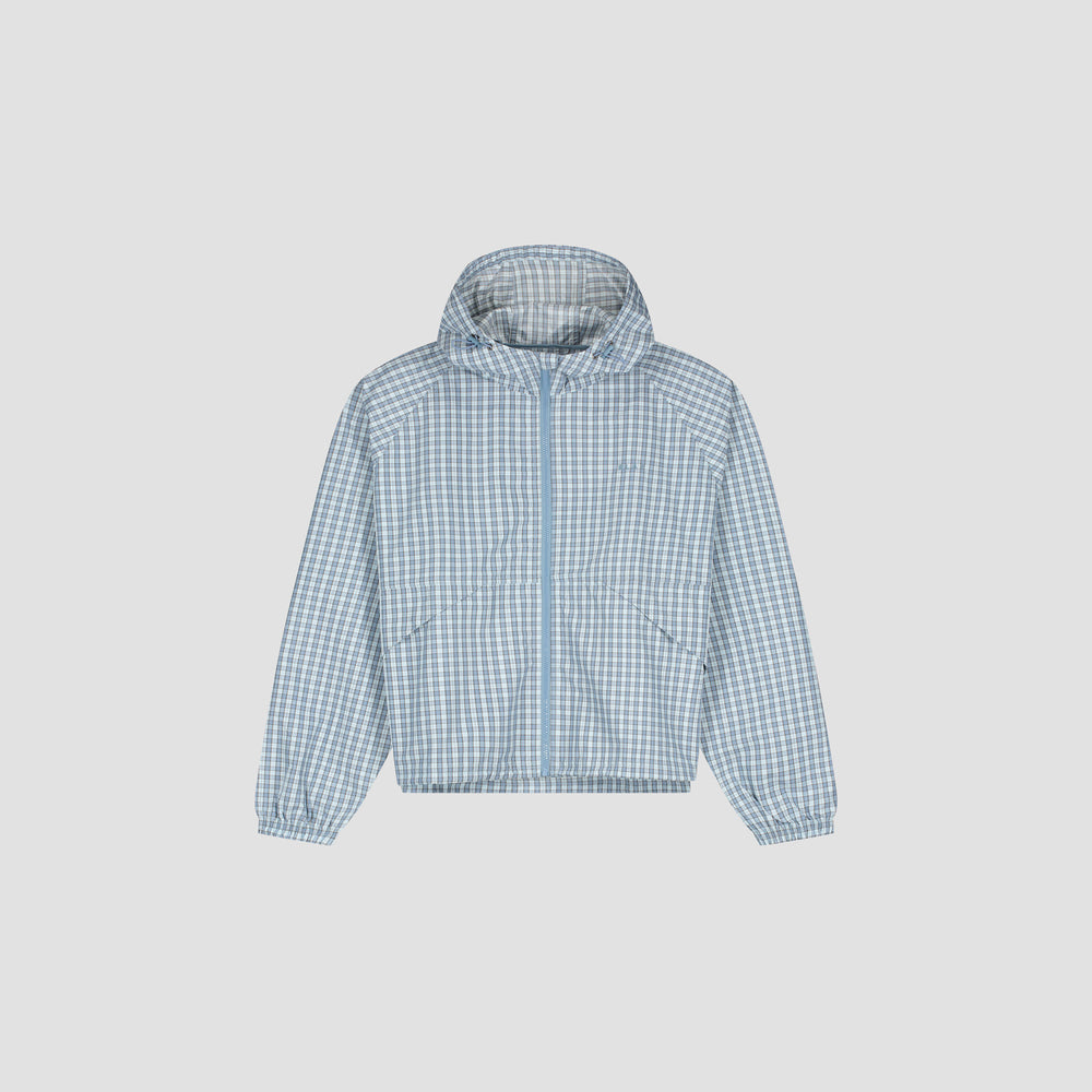 Checked Hooded Windbreaker Jacket - Blue Plaid