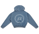 Washed Zip-Up Hoodie - Light Blue