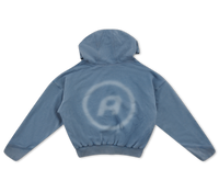 Washed Zip-Up Hoodie - Light Blue