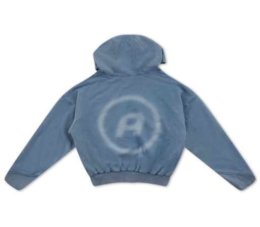 Washed Zip-Up Hoodie - Light Blue