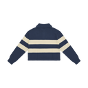 Striped Knit Polo Sweater - Navy/Cream Stripe