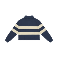 Striped Knit Polo Sweater - Navy/Cream Stripe