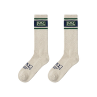 Striped Cuff Crew Socks - Off White