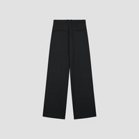Wide Leg Pleated Trousers - Black