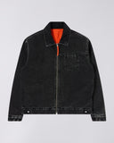 Collared Denim Zip Jacket - Washed Black