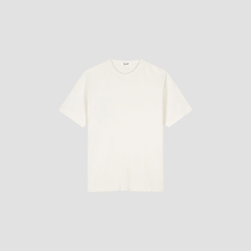 Ribbed Knit Crewneck T-Shirt - Off White