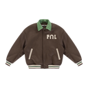 Varsity Jacket with Contrast Collar - Brown