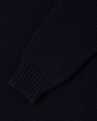 Rib Knit Crewneck Sweater - Navy