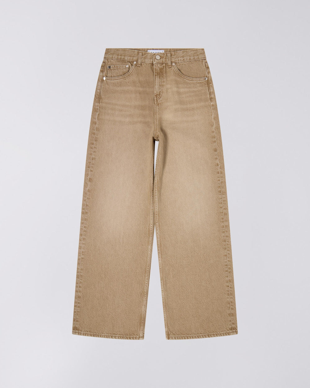 Wide Leg Washed Jeans - Tan