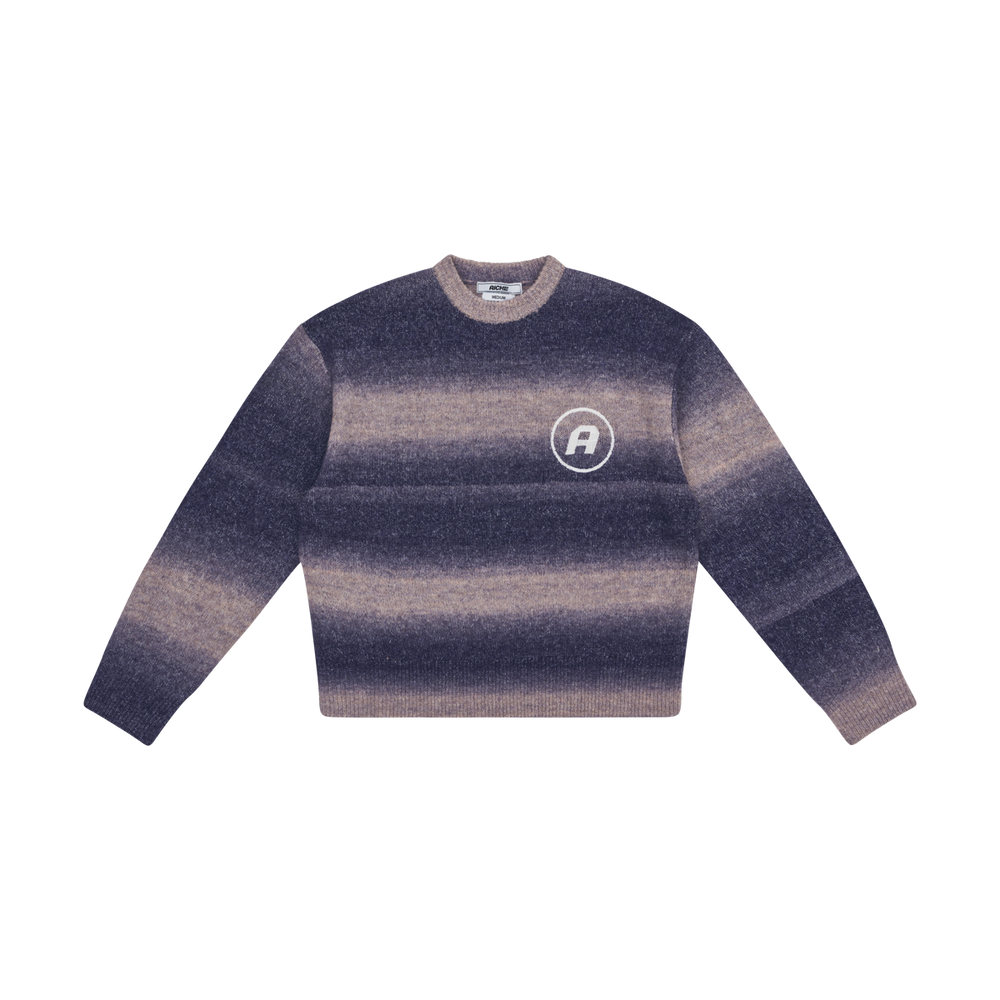 Striped Logo Patch Sweater - Grey Blue Stripe
