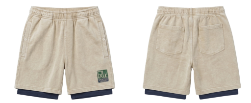 Layered Fleece Shorts - Beige/Navy