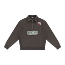 Half-Zip Embroidered Polo Sweatshirt - Brown