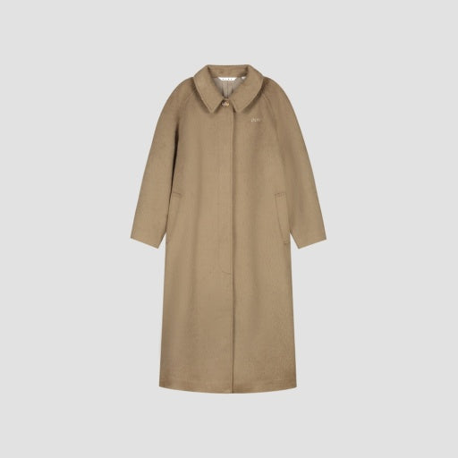 Collared Long Wool Coat - Camel