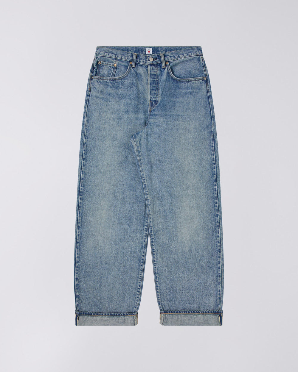 Wide Leg Washed Jeans - Washed Blue