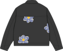 Zip-Up Jacket Floral Appliques - Black