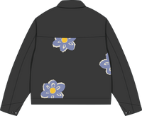 Zip-Up Jacket Floral Appliques - Black