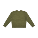 Distressed Knit Logo Sweater - Olive Green