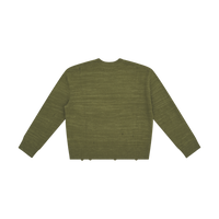 Distressed Knit Logo Sweater - Olive Green