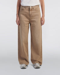 Wide Leg Denim Jeans - Light Brown