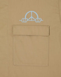 Graphic Overshirt With Pockets - Khaki
