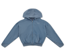Washed Zip-Up Hoodie - Light Blue